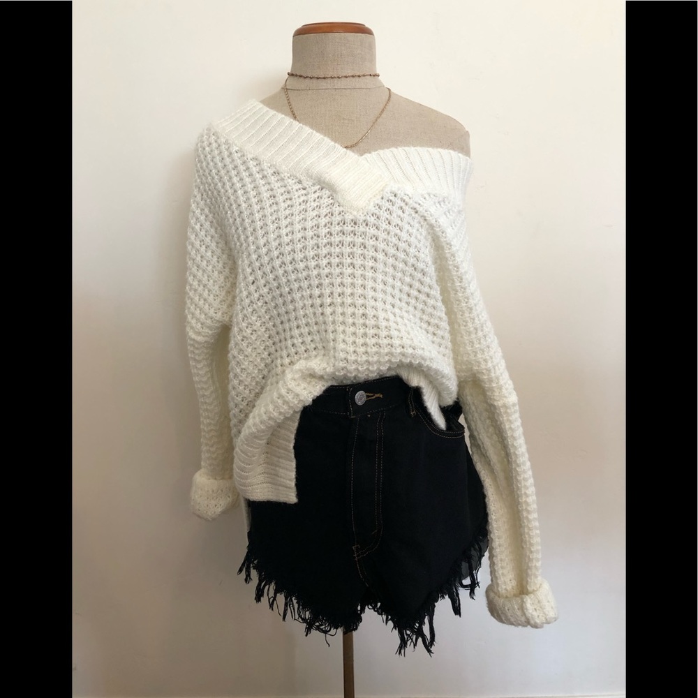 White knit sweater